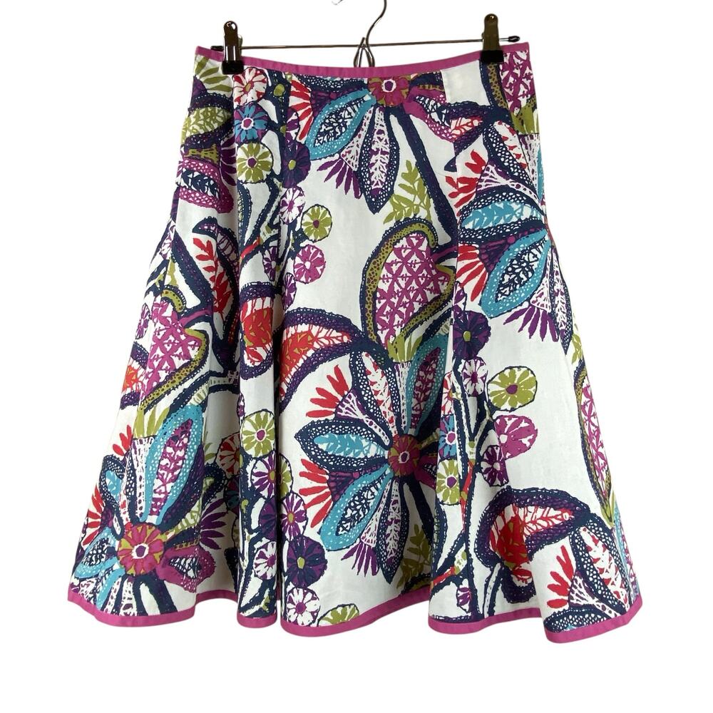 Boden 100% Cotton Bold Floral Skirt Size 8 Flare Fun Colorful